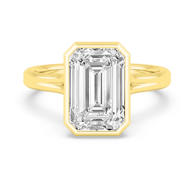Bezel-set engagement ring with a clean contemporary frame