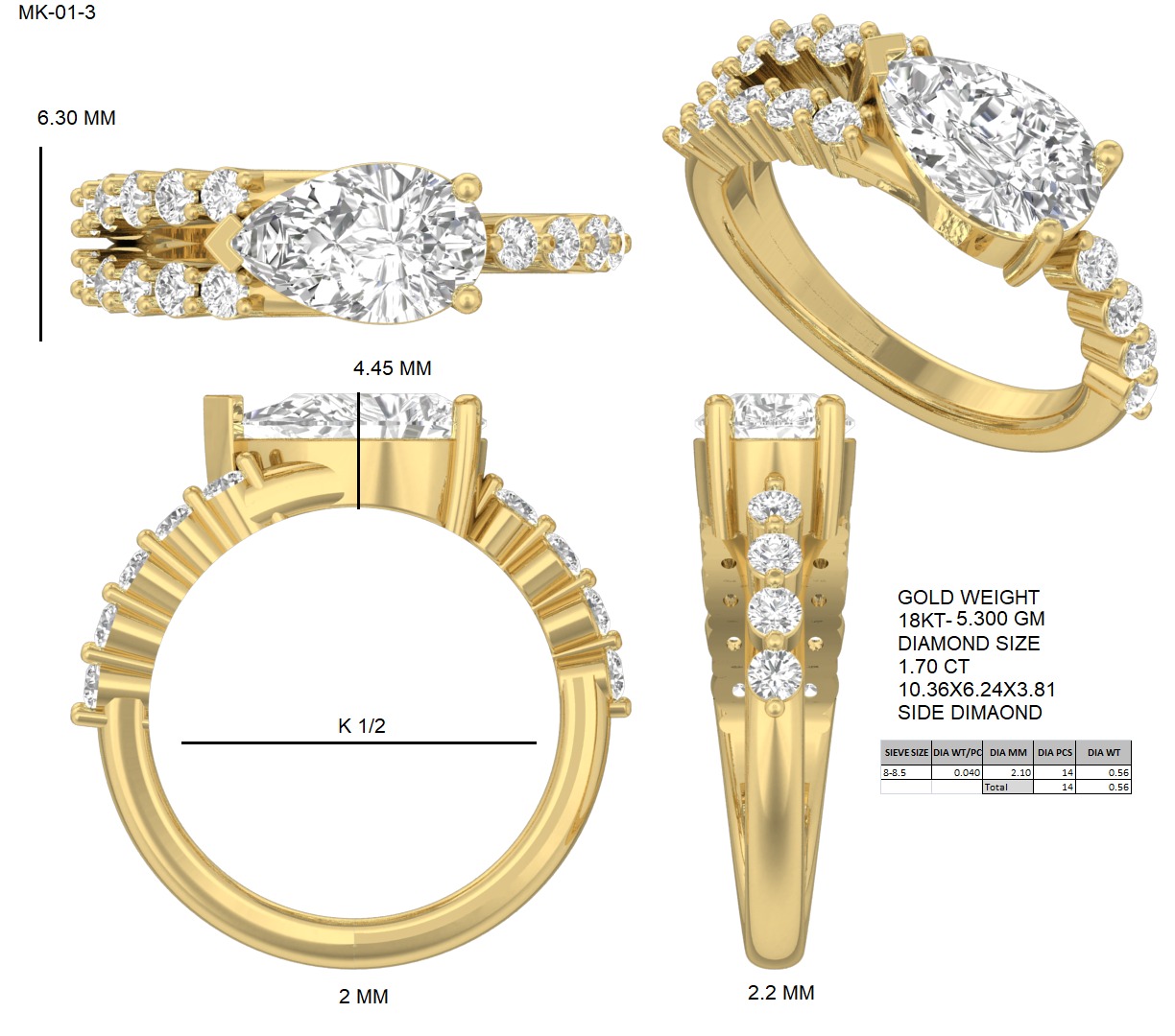 3D CAD jewellery design render